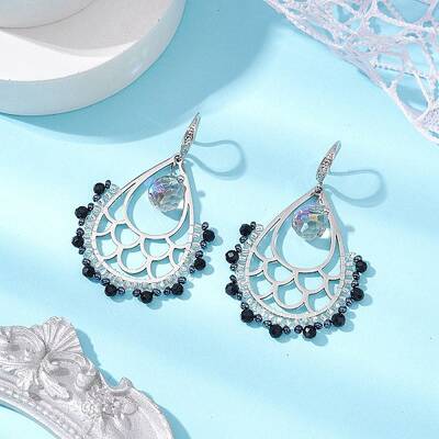 Natural Black Onyx Boho Dangle Earrings