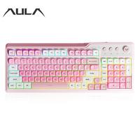 AULA F3099 three-mode keyboard, 99-key layout, cool RGB lighting effects, fashionable color matching keycaps, ergonomic desig...
