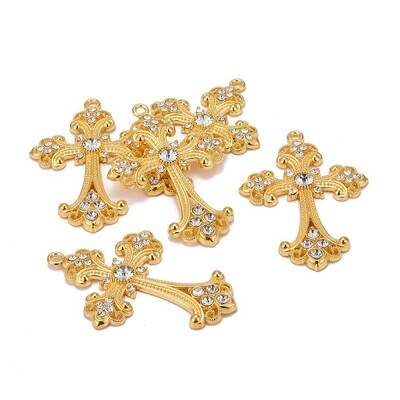 Alloy Rhinestone Cross Big Pendants