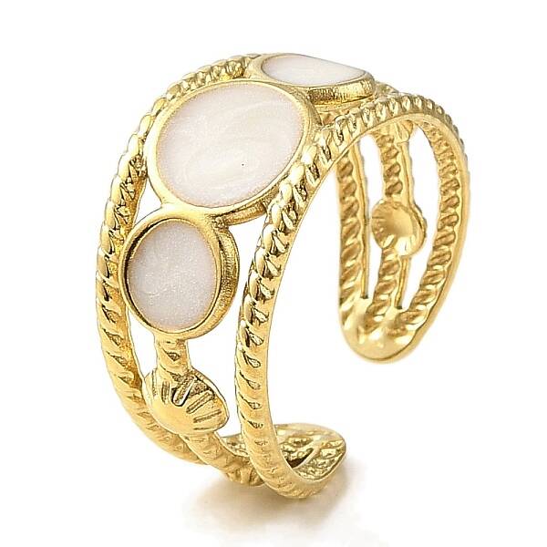 304 Stainless Steel Enamel Open Cuff Rings for Women