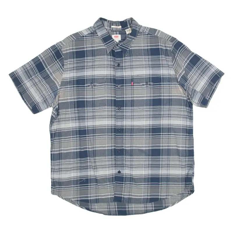 LEVI'S Stretch Mens Shirt Blue Check XL