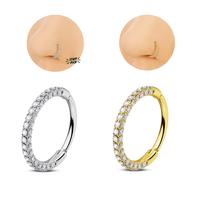Oufer 20G Triple Sided AAAAA+ Grade CZ Gems Hinged Segment Nostril Nose Ear Piercing Hoop Ring 316L Stainless Steel Inner Dia...