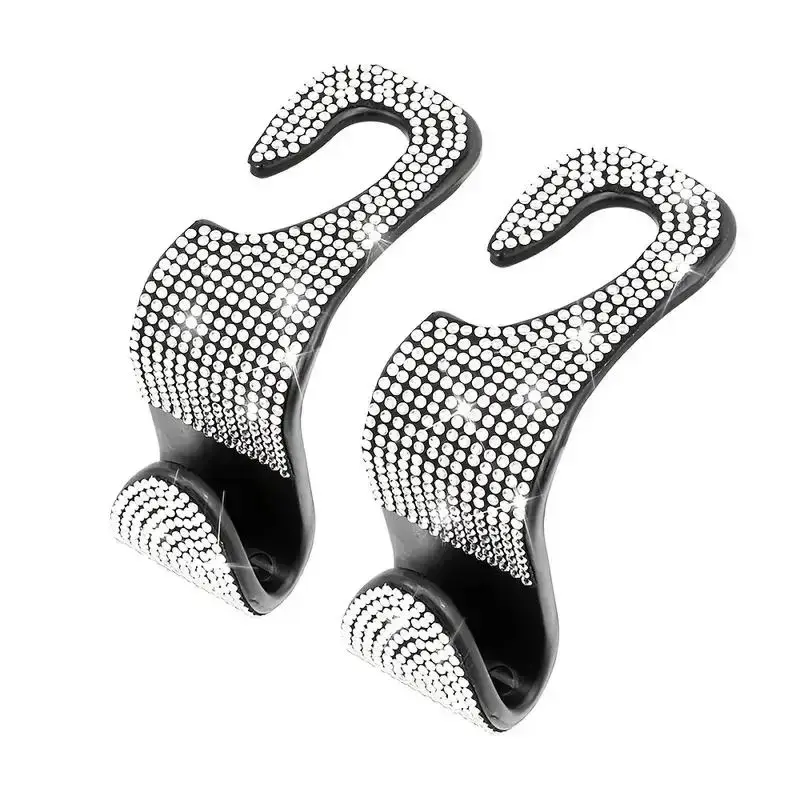 2pcs Rhinestone Decor Car Seat Back Hook, Portable Car Seat Back Storage Hook, Car Interior Accessories