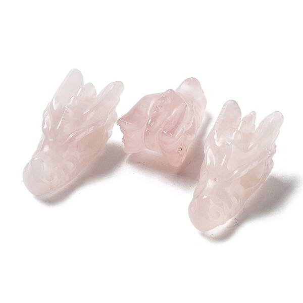 Natural Rose Quartz Healing Dragon Head Figurines