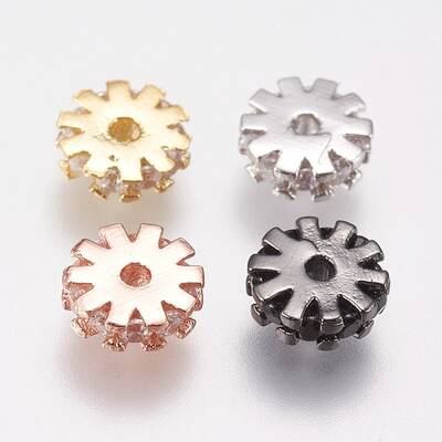 Brass Micro Pave Cubic Zirconia Beads