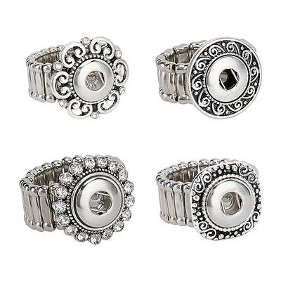 4Pcs 4 Styles Alloy Snap Rings for Women Men