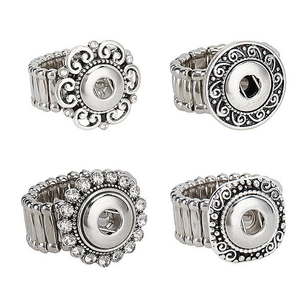 4Pcs 4 Styles Alloy Snap Rings for Women Men