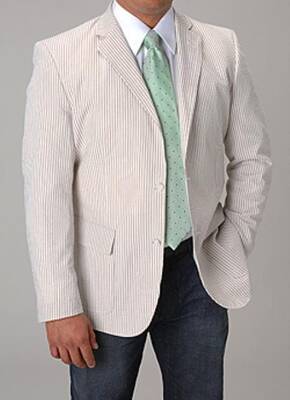 Beige Seersucker Suit