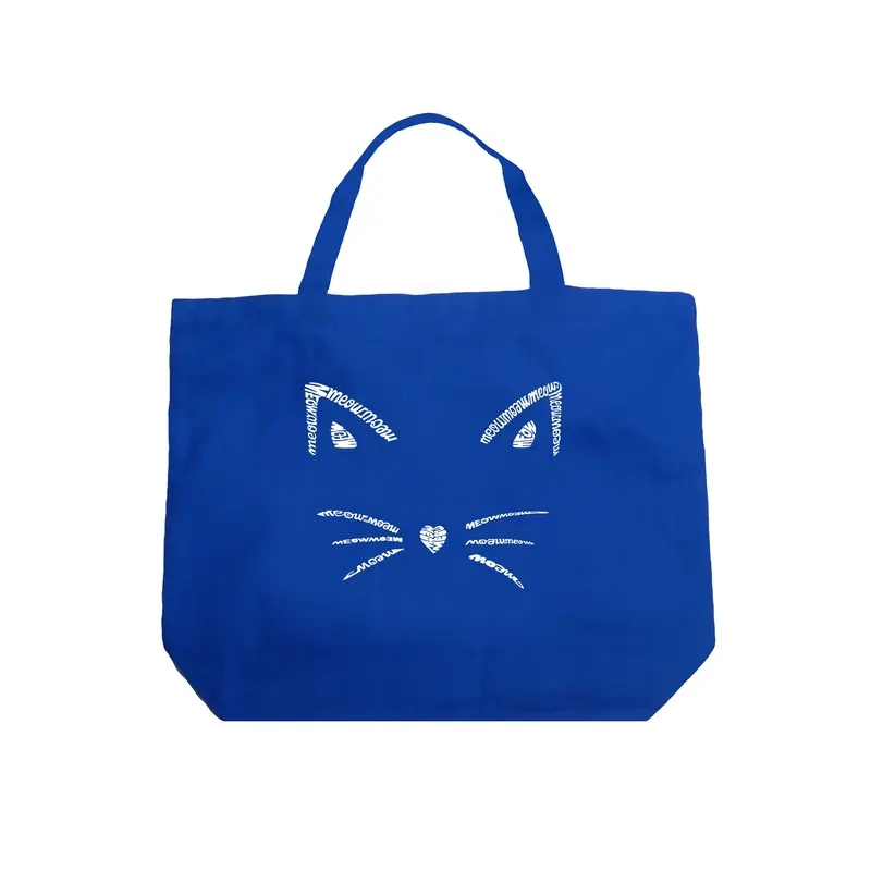 Whiskers - Large Word Art Tote Bag - Black - Large
