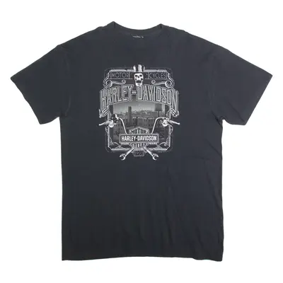 HARLEY DAVIDSON Mens Biker T-Shirt Black L