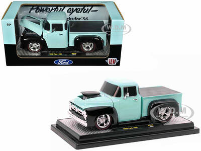 1956 Ford F-100 Pickup Truck Light Blue and Black Limited Edition to 6250 pieces Worldwide 1/24 Diecast Model Car by M2 Machi...