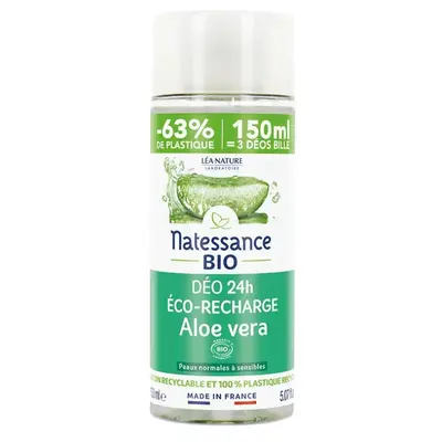 Natessance Eco Refill Deodorant 24h Aloe Vera Bio Sensitive Skin 150ml