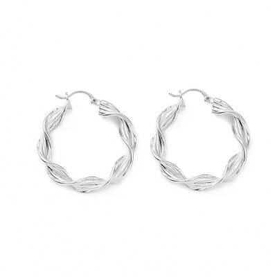 Brass Twist Rope Shape Hoop Earrings for Women