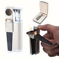 Portable 2in 1 Set Metal Lighter Combo with Tube Foldable Lighter Open Soft Flame Multipurpose Men's Smoking Gadget for Campi...