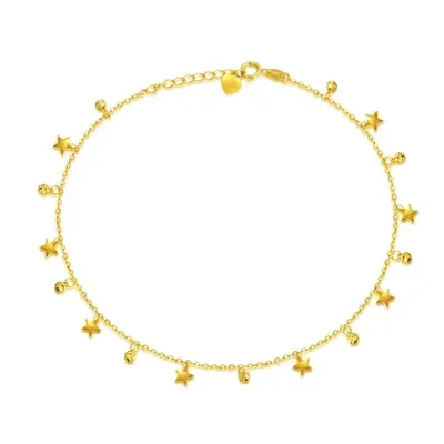 10K Gold Star Single Layer Charm Anklet