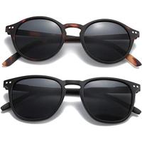 ZENOTTIC 2 Pack Polarized Sunglasses for Womens Mens, Unisex Retro Shades Round and Square Frame with UV400 Protection Seasid...