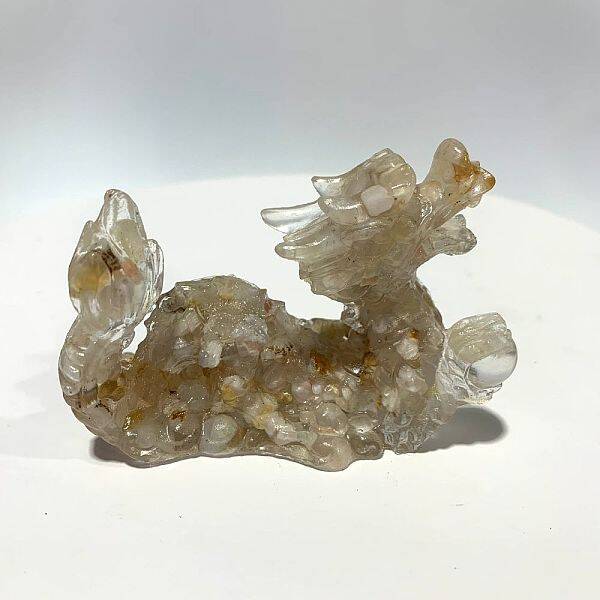 Natural Cherry Blossom Agate Dinosaur Display Decorations