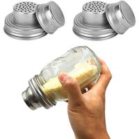 2 Pack Mason Jar Shaker Lids 304 Stainless Steel with  Seals for Mix Spices Dredge Flour Sugar Salt Peppers and Any REGULAR M...