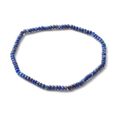 Faceted Rondelle Natural Lapis Lazuli Bead Stretch Bracelets