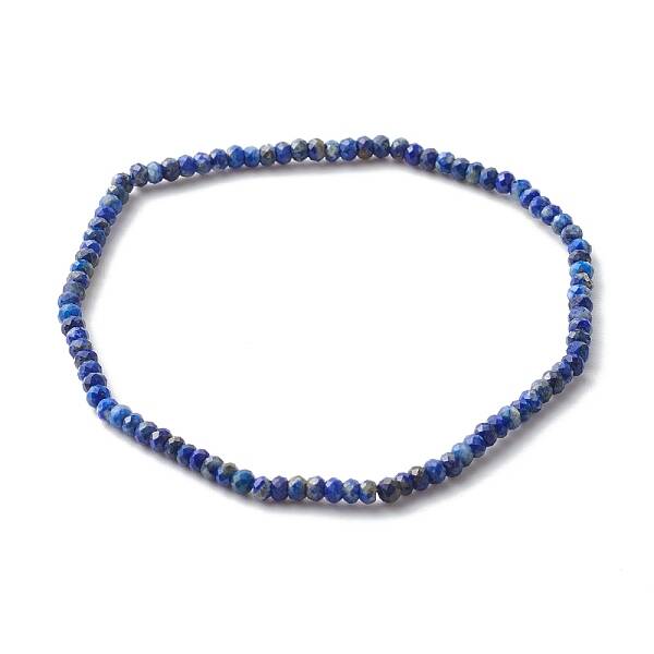Faceted Rondelle Natural Lapis Lazuli Bead Stretch Bracelets
