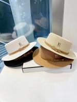 Letter Decor Straw Hat, Elegant Chain Sun Hat for Women, Fashion Accessories for Daily Wear, Trendy All-match & Exquisite Hat...