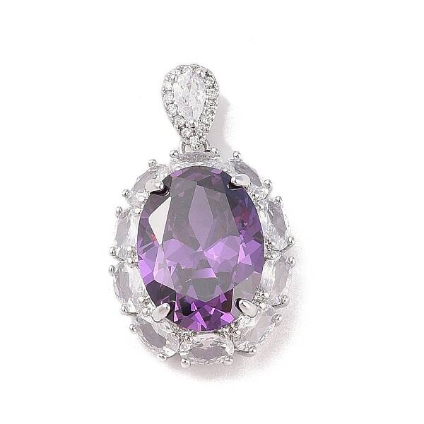 Rack Plating Brass Micro Pave Cubic Zirconia Pendants