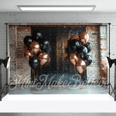Red Brick Wall Balloon Birthday Cake Smash Backdrop - Aperturee