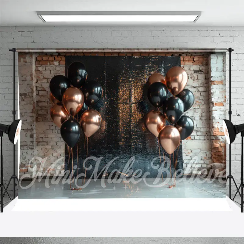 Red Brick Wall Balloon Birthday Cake Smash Backdrop - Aperturee