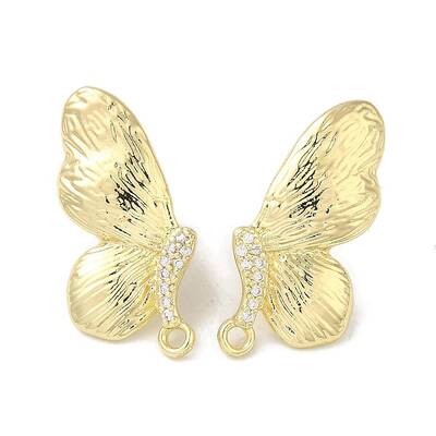 Brass Micro Pave Cubic Zirconia Studs Earrings Findings