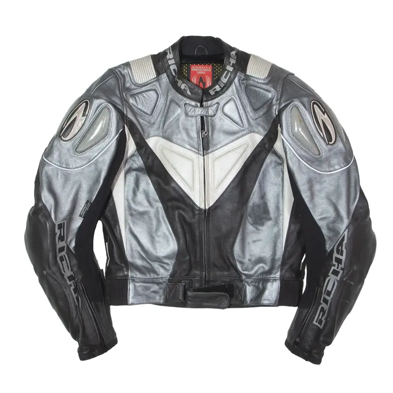 RICHA Armoured Motorcycle Leather Jacket Black 90s Mens M
