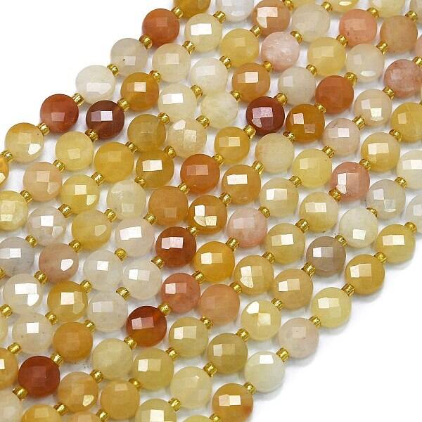 Natural Golden Silk Jade Beads Strands