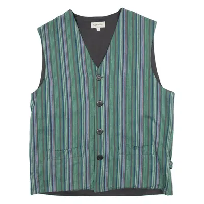 HAPPY LIFE Mens Waistcoat Green Striped S