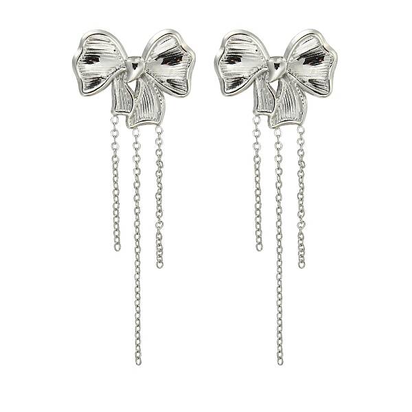 Non-Tarnish 304 Stainless Steel Chain Tassel Stud Earrings