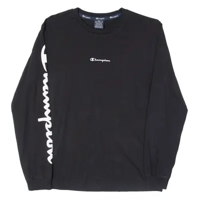 CHAMPION Mens T-Shirt Black Long Sleeve M