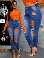 Women's Ripped Denim Jeans, Fashion Casual Slim-fitting Pants for Daily Wear, Ladies Skinny Bottoms for All Seasons, Womenswe...