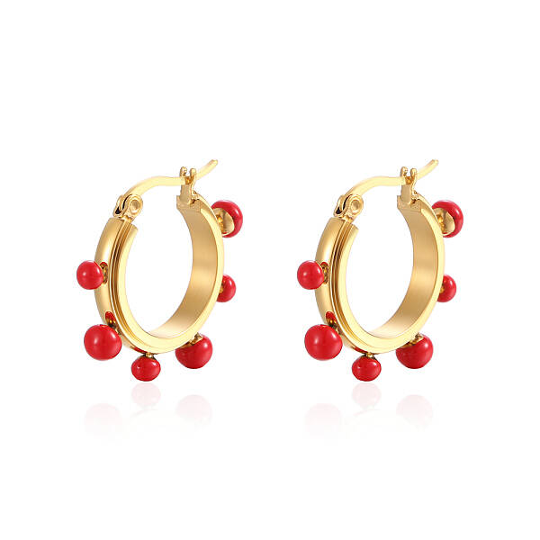 Stainless Steel with Pearl Hoop Earrings for Women