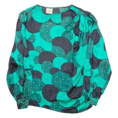 LUCHIANG HAZZANI Womens Printed Blouse Green Long Sleeve Silk Spotted M