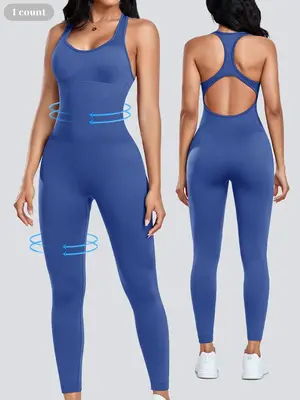 Shapewear Jumpsuit for Women, Tummy Control Cut Out Backless Racerback Bodycon Jumpsuit, Sexy Padded Bra Unitard, Backless Sp...