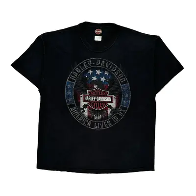 Harley Davidson Graphic T-Shirt - XL Black Cotton