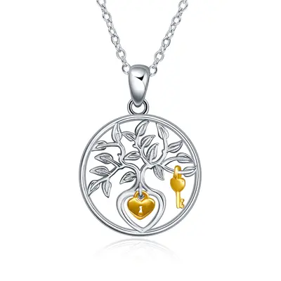 Tree of Life 925 Silver Charm Pendant Necklace Apple Tree Necklace for Women