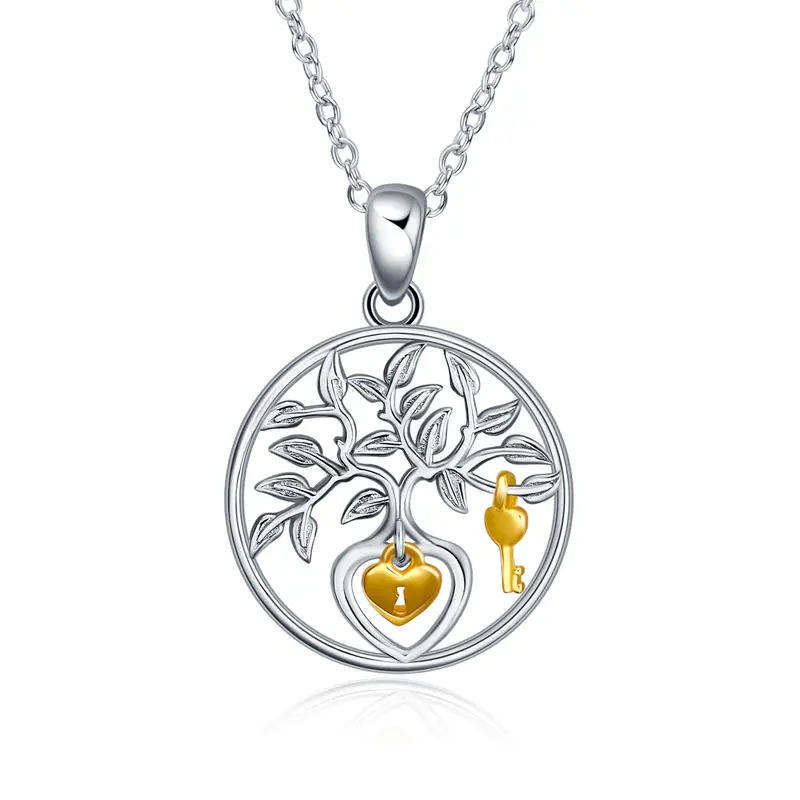 Tree of Life 925 Silver Charm Pendant Necklace Apple Tree Necklace for Women