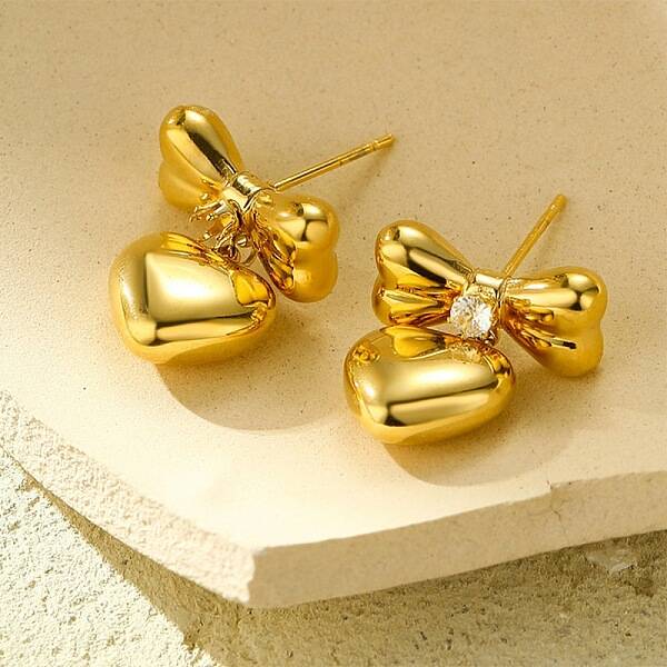 304 Stainless Steel Clear Cubic Zirconia Stud Earrings