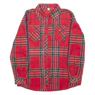 Girls Shirt Red Check Long Sleeve 2XL