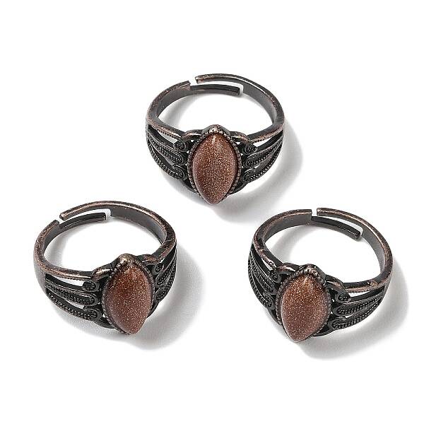 Synthetic Goldstone Horse Eye Adjustable Rings