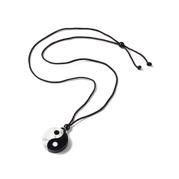 Natural Obsidian & Howlite Pendant Necklaces