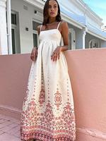 Women's Floral Print Cami Dress, Boho Sleeveless Spaghetti Strap Long Dress for Beach Holiday Vacation, Ladies Summer Clothes...