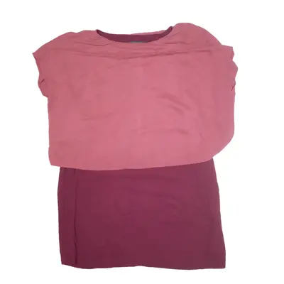 MARINA RINALDI Cape Shift Dress Pink Viscose Short Sleeve Knee Length Womens UK 20