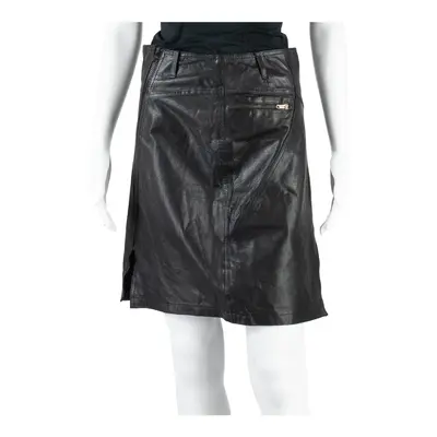 Leather Feel Womens Straight Skirt Black Short M