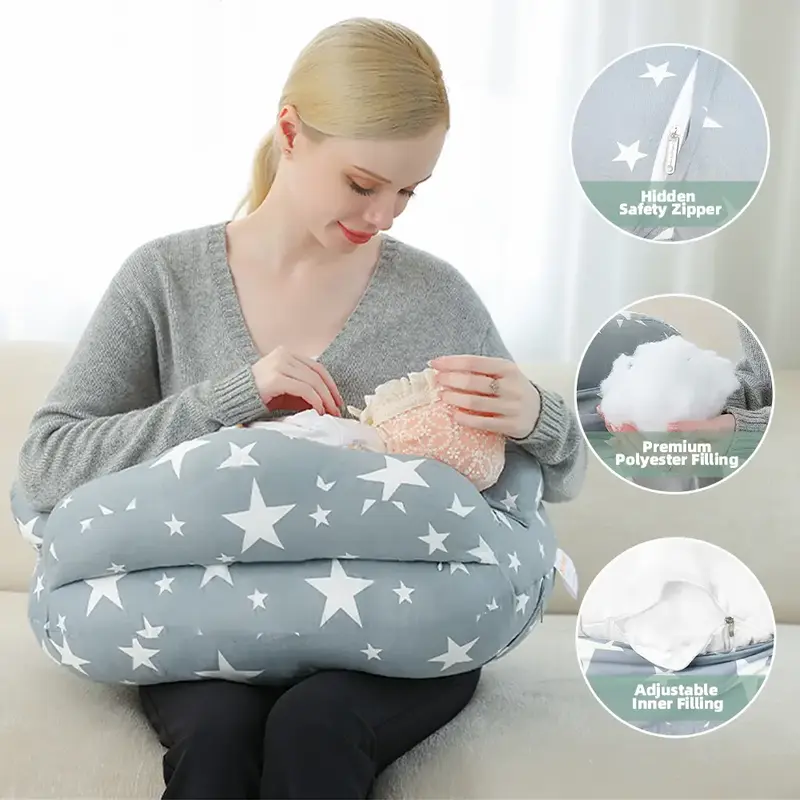 Chilling Home Original Nursing Pillow for Breastfeeding, Offering More Support for Mom and Baby during Feeding, with an Adjus...