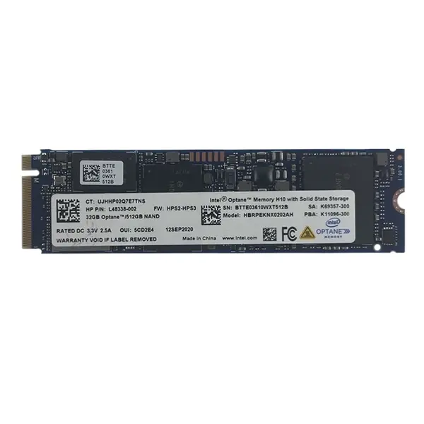 L48338-002 HP 512GB QLC PCI Express 3.0 x4 NVMe M.2 2280 32GB Optane Internal Solid State Drive
